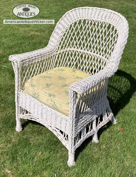antique wicker chair - ottoman