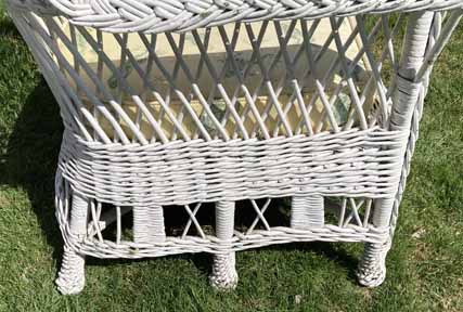 antique wicker chair - ottoman