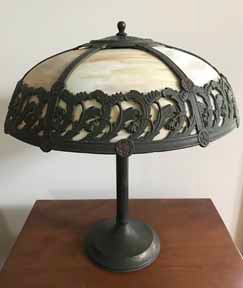 Antique Panel Glass Lamp