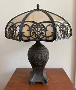 Antique Panel Glass Lamp