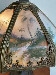 Antique Panel Glass Lamp