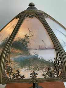 Antique Panel Glass Lamp