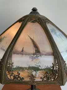 Antique Panel Glass Lamp