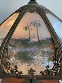 Antique Panel Glass Lamp