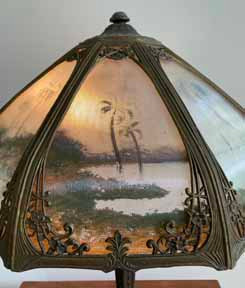Antique Panel Glass Lamp