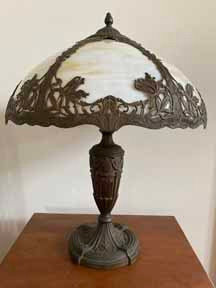 Antique Panel Glass Lamp