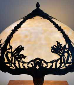 Antique Panel Glass Lamp