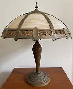 Antique Panel Glass Lamp