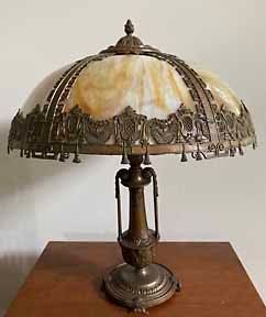 Antique Panel Glass Lamp
