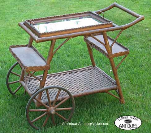 Antique Wicker Tea Cart