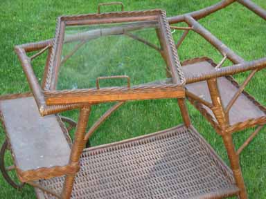 Antique Wicker Tea Cart