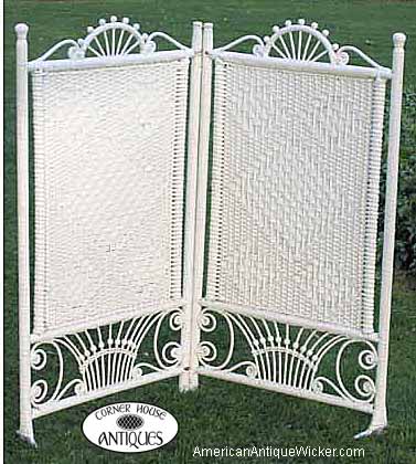 Antique Wicker Folding Screen