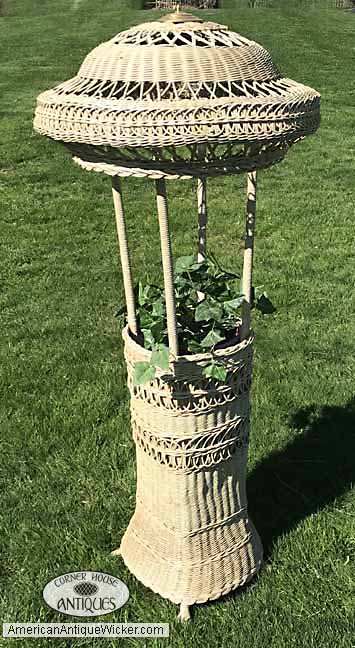 antique wicker floorlamp