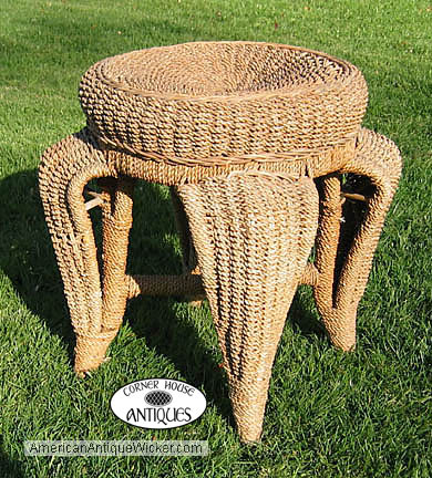 antique wicker ottoman
